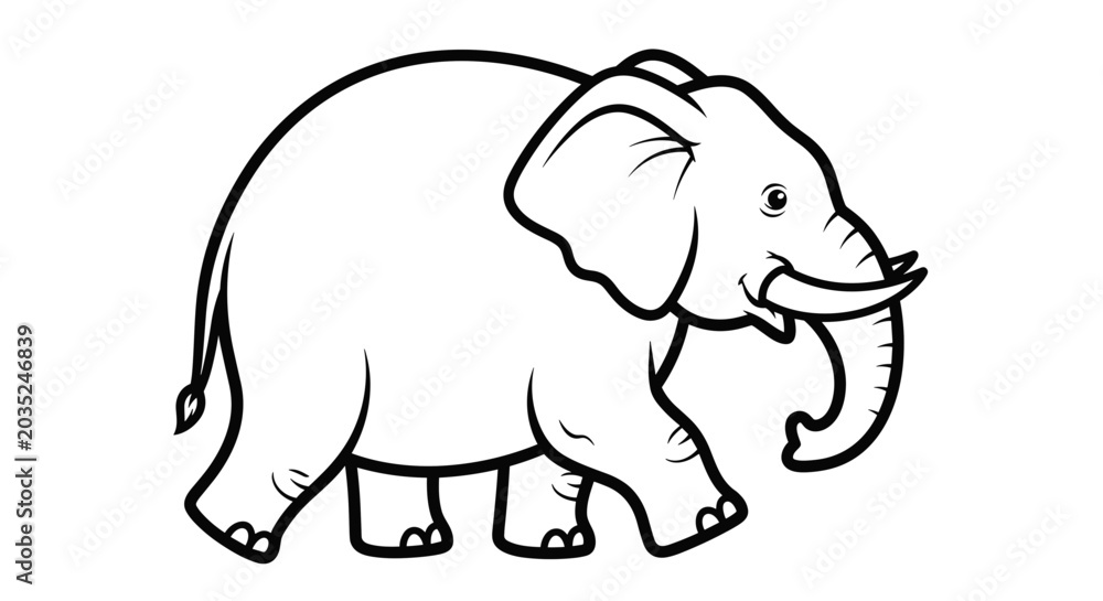 Fototapeta premium Stylized illustration of an African elephant walking.