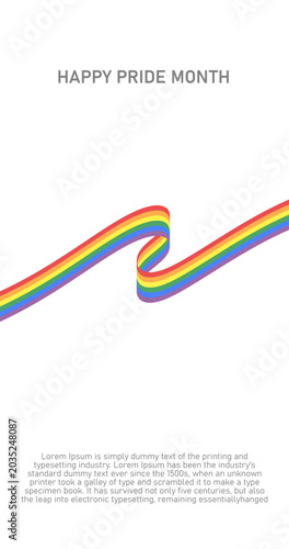 Rainbow ribbon on white background for Happy pride month Poster