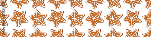 Canvastavla Pattern of star-shaped gingerbread cookies