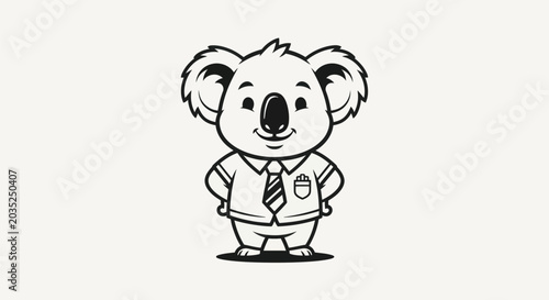 Photography Cartoon koala wearing a shirt and tie