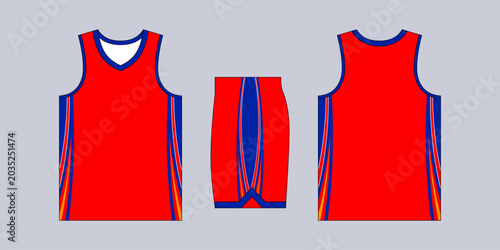 Foto Basketball uniform mockup featuring a red jersey and shorts set for professional