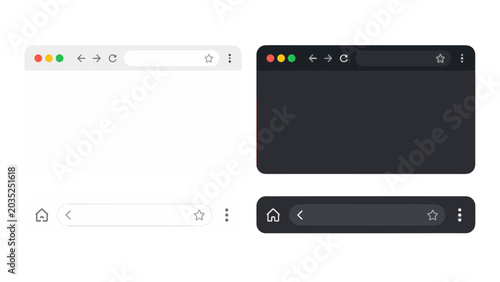 Light and dark browser window interface template set