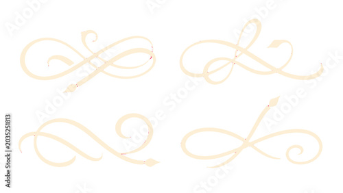 Foto Set of elegant calligraphy flourish swirl ornaments