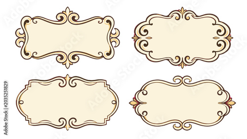 Canvastavla Set of ornate vintage decorative frames with curled borders