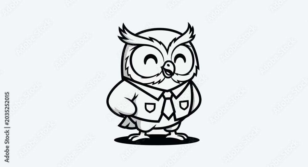 Obraz premium Cartoon owl illustration with suit