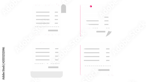 Fotografie Set of blank receipt paper icons isolated on white background
