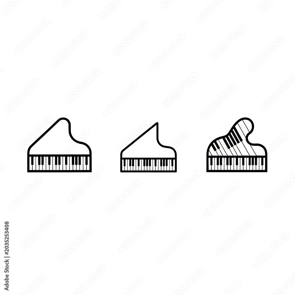 Fototapeta premium Three Distinct Grand Piano Line Art Illustrations.