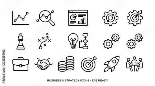 Foto Business Icons Set Vector Illustration.