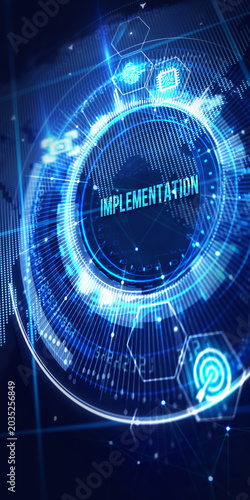 IMPLEMENTATION, web technology concept. Business, Technology, Internet and network concept. 3d illustration