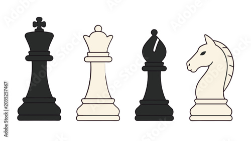 Foto Chess pieces set with king queen bishop and knight