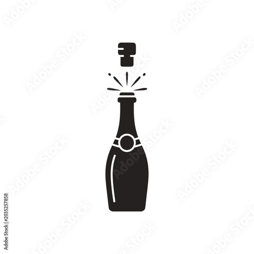 Champagne bottle opening with popping cork icon.