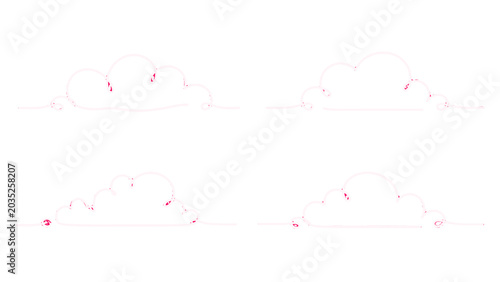 Photos Minimal continuous line cloud set in simple outline style