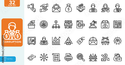 Foto Corruption Vector illustration line editable icon set