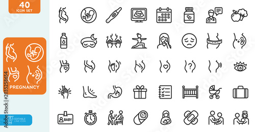 Foto Pregnancy Vector illustration line editable icon set