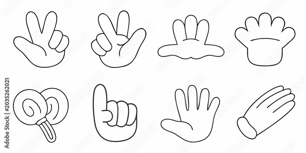 Fototapeta premium Hand gesture outlines simple line art illustrations on white background