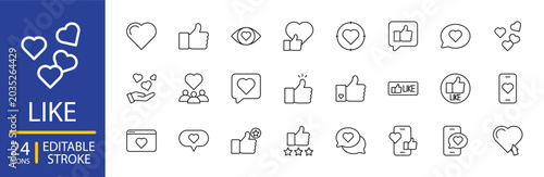 Like Icon set Editable Stroke