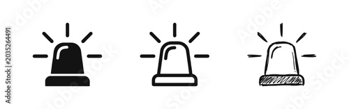 Canvastavla Emergency Siren Icon Set, Flashing Light Alarm, Police Siren, Warning Alert Symb