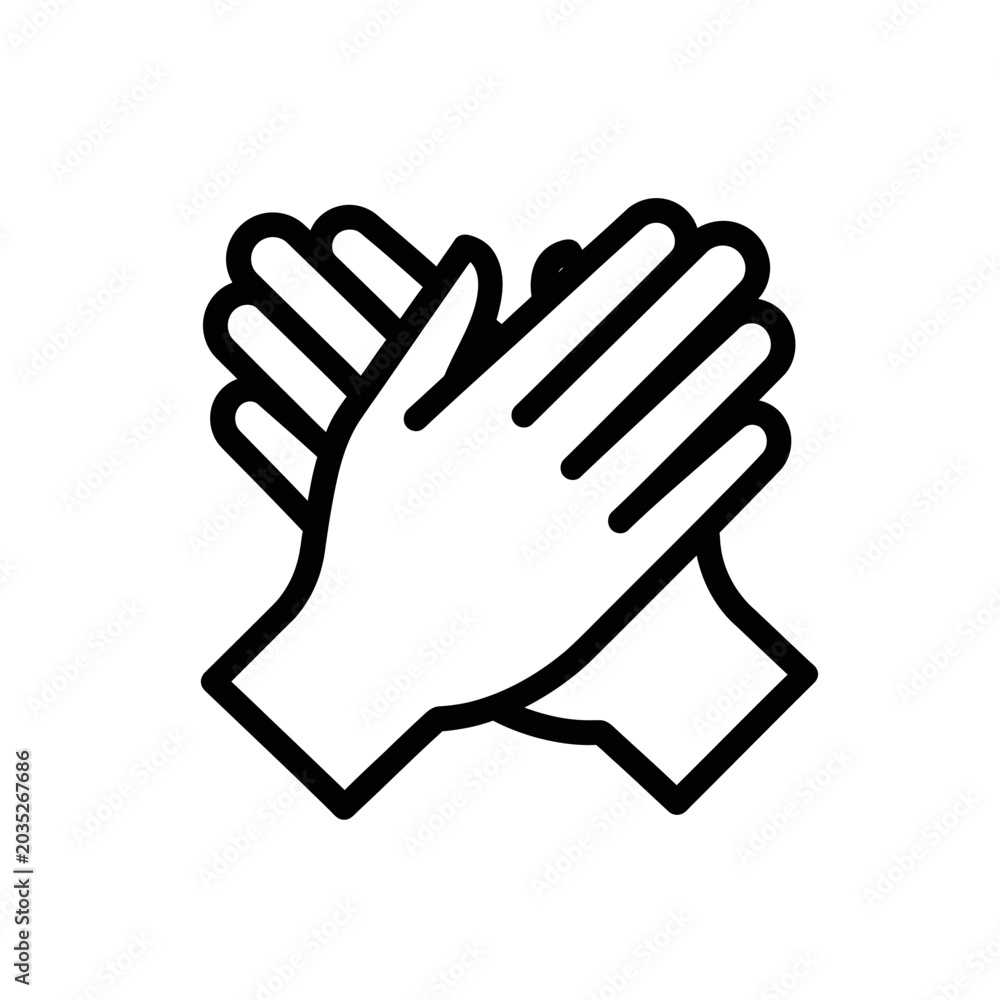 Obraz premium Bold black outline icon of human hands clapping.