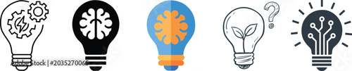 Photos Light bulb icon set for innovation brainpower technology and creative ideas vect