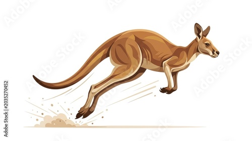 Jumping Kangaroo Illustration Vector Graphic Animal Wildlife Stock Photo