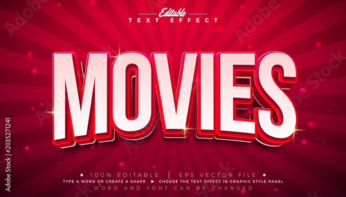 Bild auf Leinwand Movies Editable Text Effect Graphic Style with Red and White Cinematic Font on Retro Pop Art Movie Background