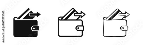 Obraz na płótnie Credit Card Payment from Wallet Icon Set, Withdrawal and Transaction Symbols in