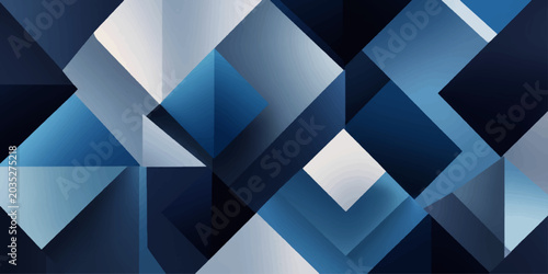 Foto An abstract geometric blue background with a seamless 3d triangle and square pat
