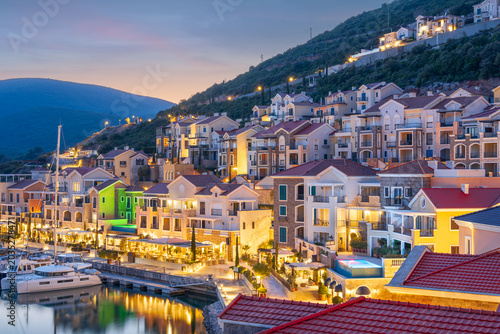 Fotografie Lustica, Montenegro at Blue Hour
