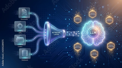 Large Language Model Processes Data and Verifies Knowledge Through Retrieval Layer in Futuristic AI Network