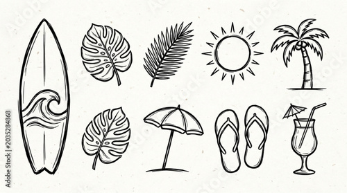 Foto Summer vacation icons and symbols.