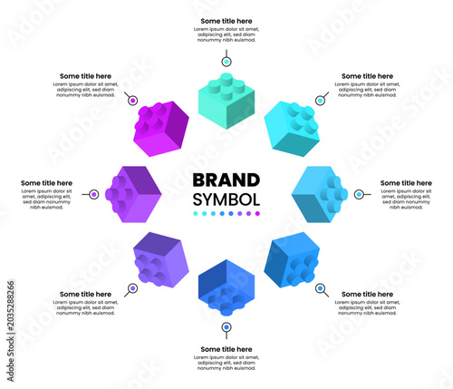 Infographic template. 8 building blocks with text