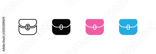Four Color Women Handbag Icon Set, Minimalist Purse and Fashion Clutch Vector Illustration