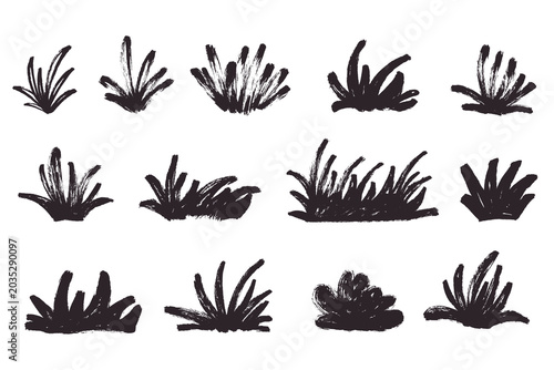 Obraz na płótnie Grunge Brush Stroke Vector Artistic Bushes Set