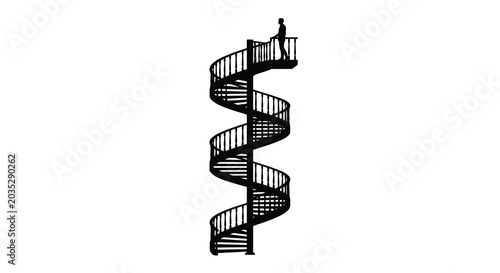 Tableau sur toile spiral staircase silhouette black white background architecture structure buildi