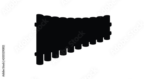 Obraz na płótnie pan flute silhouette music instrument wind melody sound acoustic black white bac