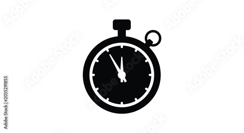 Schilderij op canvas stopwatch silhouette on white background timer chronometer clock timepiece measu