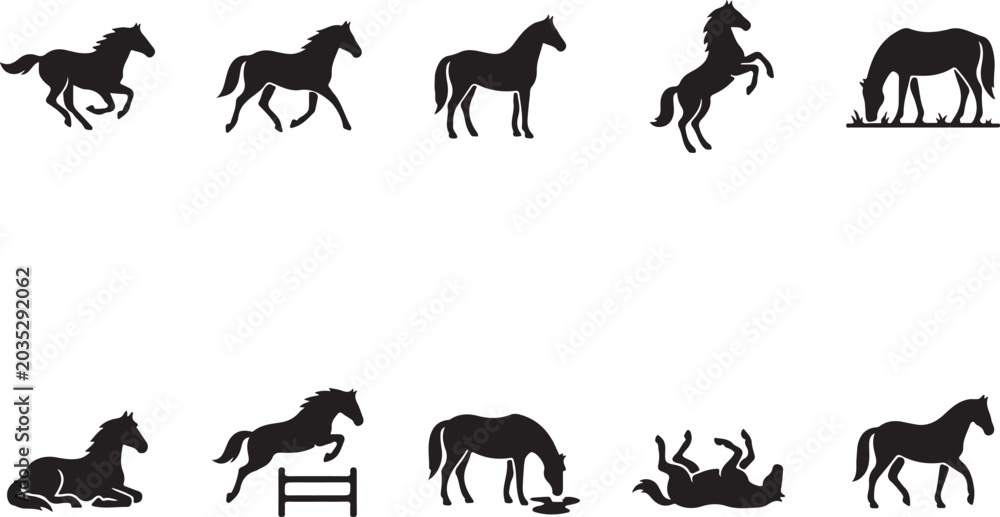 Fototapeta premium Black silhouettes of various animals in a horizontal row