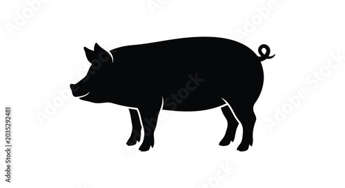Tableau sur toile pig silhouette on white background animal farm livestock agriculture food meat s