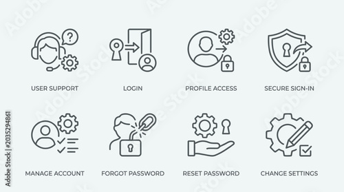 Valokuva User account management and security icons.