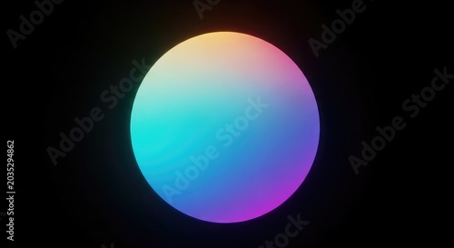 Abstract Colorful Gradient Sphere on Black Background, Modern Digital Art.