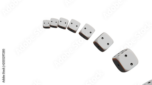 Tableau sur toile Falling Dice on Black Background
