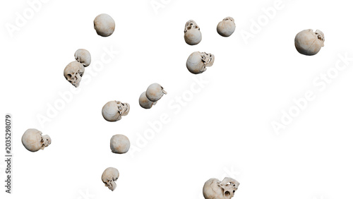 Принти на полотні Floating Skulls on Black Background