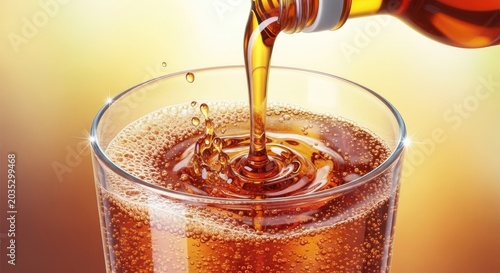 Pouring Refreshing Beverage into a Glass.