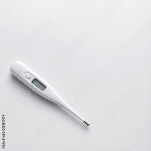 Digital Medical Thermometer on Minimal White Background