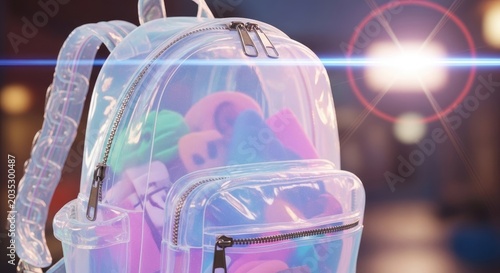 Transparent Backpack with Colorful Contents.