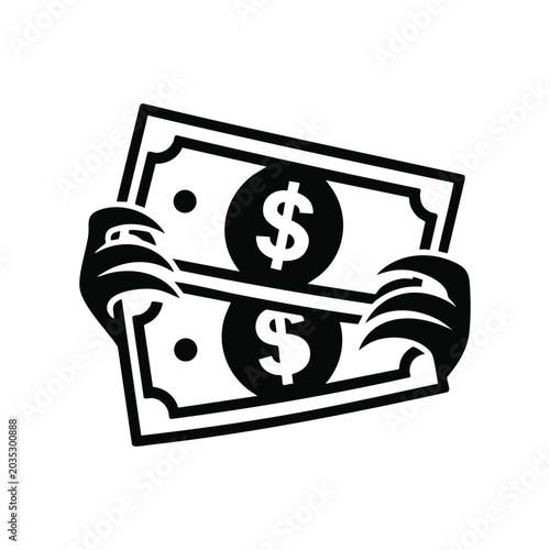 Money Cash Icon Illustration, Financial Profit Income Concept