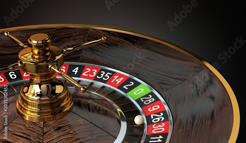 Roulette Wheel and Ball - Close-up - 3D illustration