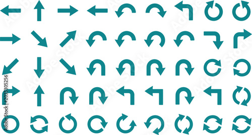 Fényképezés Teal Arrows Pointing Directions Signs.