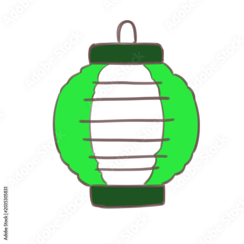 Green Japanese Paper Lantern Illustration