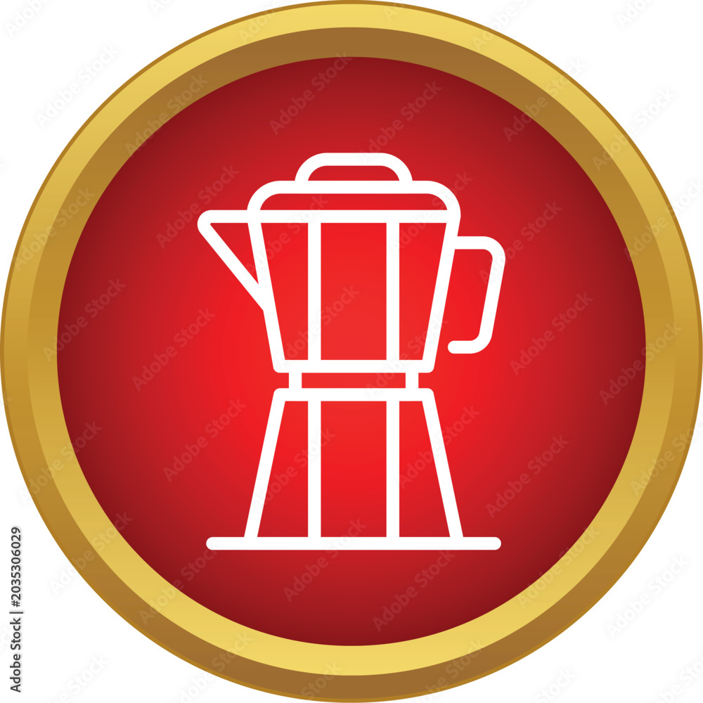 Obraz premium Coffee moka pot outline icon showing a brewing household appliance for hot drinks